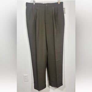 NWT J. Ferrar Men's Brown Olive Pleated Dress Pants Trousers Sz 38x34